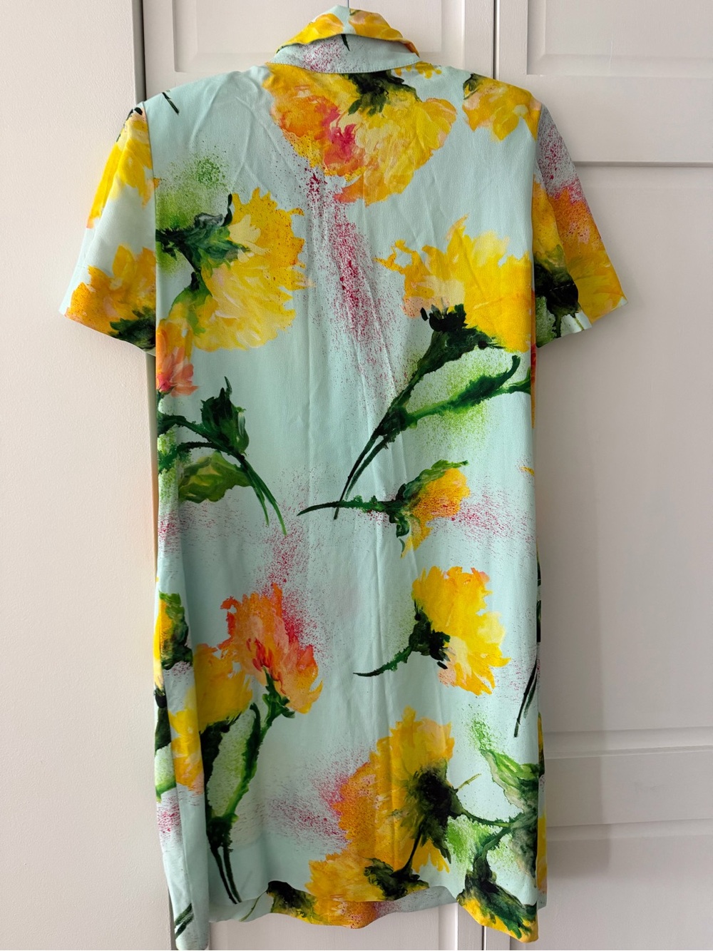 Escada "Dallinata" Mint Floral Viscose Shirt Dress - Size 38 like new - Picture 8 of 16